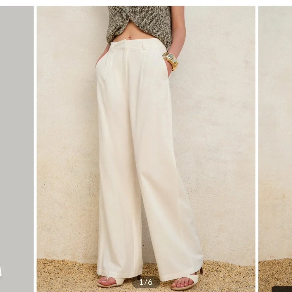The Commense White Wide Leg Pants with Flowing Relaxed Fit size large - Picture 2 of 11